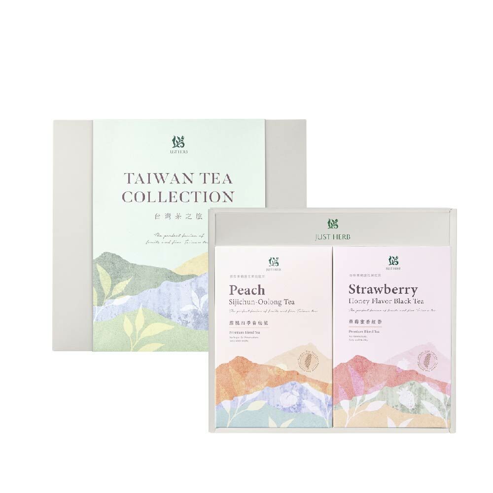 台灣茶之旅：甜桃四季春烏龍+草莓蜜香紅茶(附禮盒提袋)