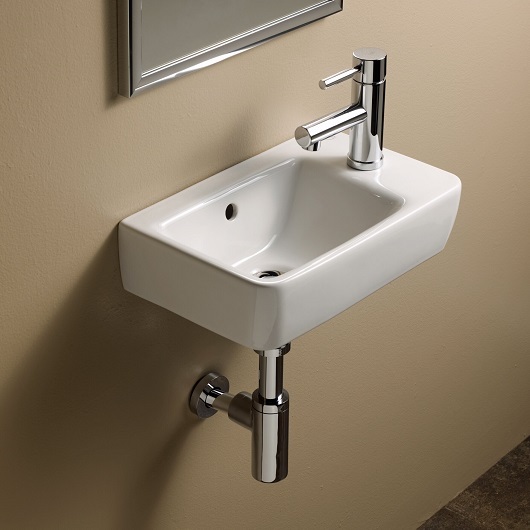 GEBERIT Plan 40x25cm面盆 | 右槽左孔 | 德國原裝進口 | 釉面耐髒抗刮