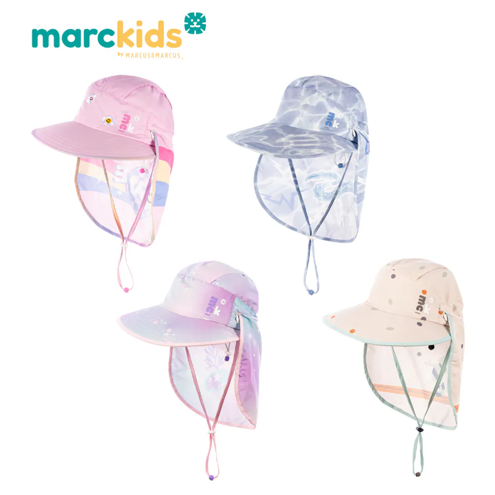 Marcus&Marcus-Marckids 2合1兒童抗UV遮頸防曬帽 - 深海 (L:52~56cm/4~6歲)