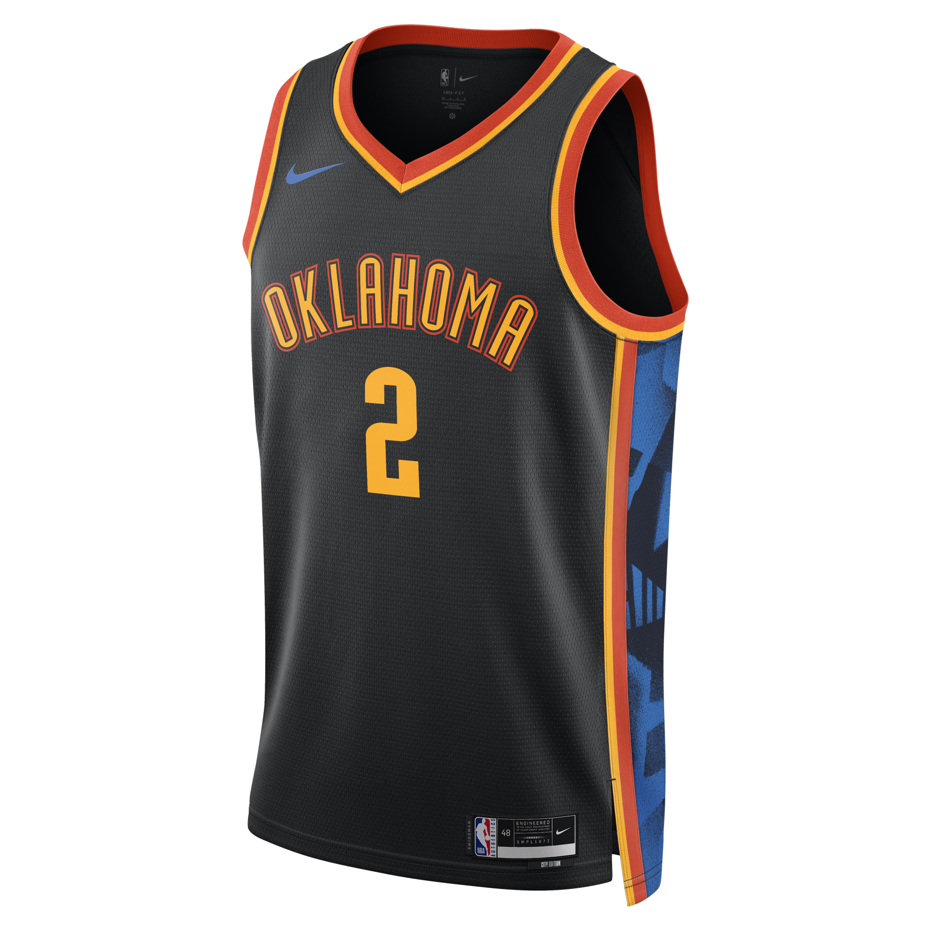 NIKE NBA DRYOKC 2 黑色 俄克拉荷馬城 雷霆隊 OKC GILGEOUS ALEXANDER 球衣【FQ4353-010】NKNBA