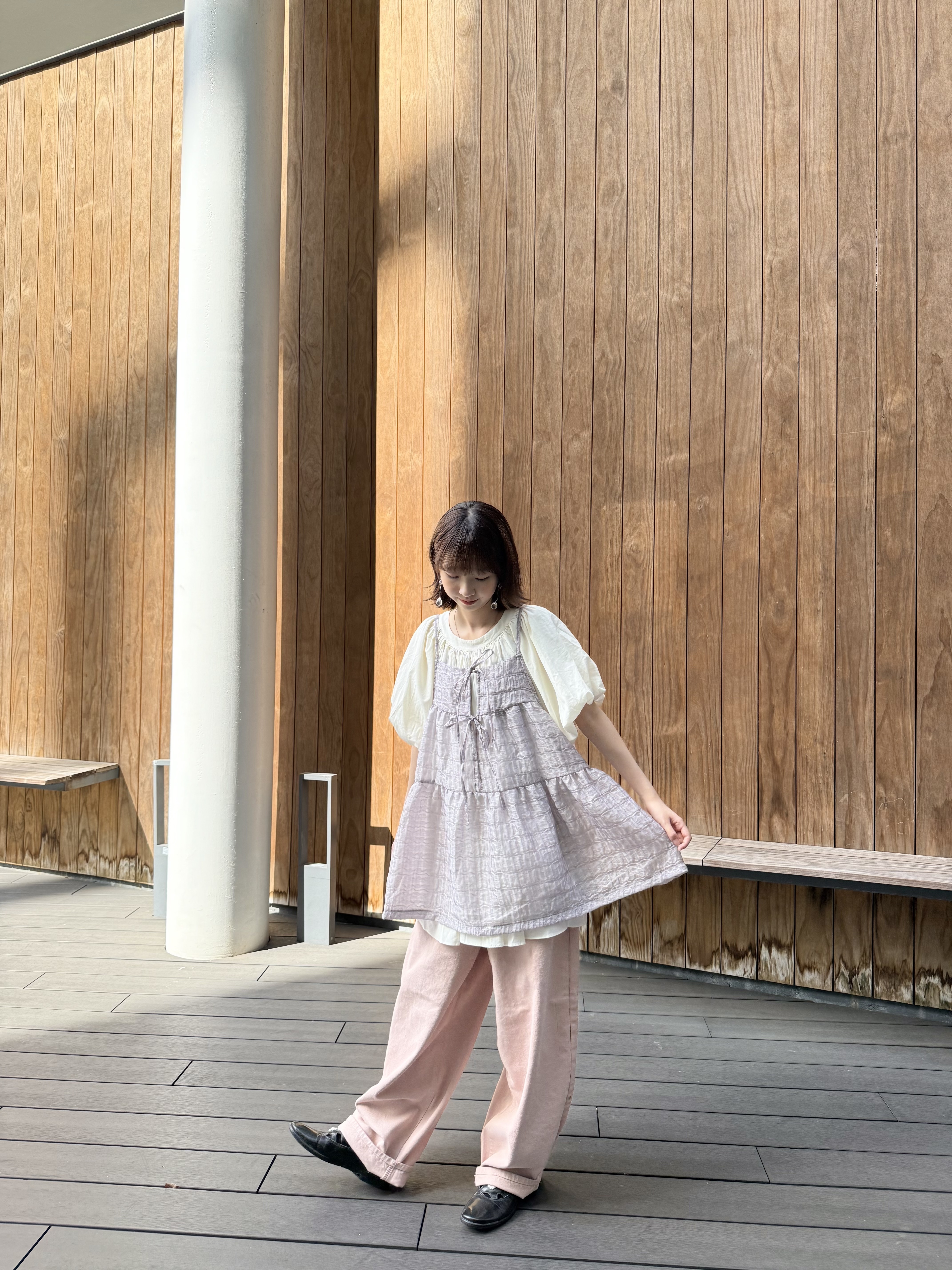 屬於夏天的薄扯布氣球形褲子