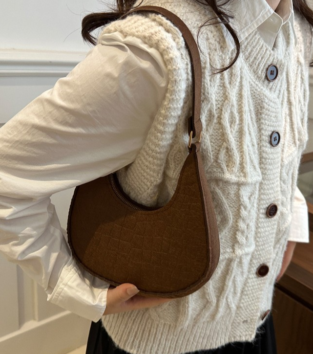 Solid-Color Textured Underarm Bag