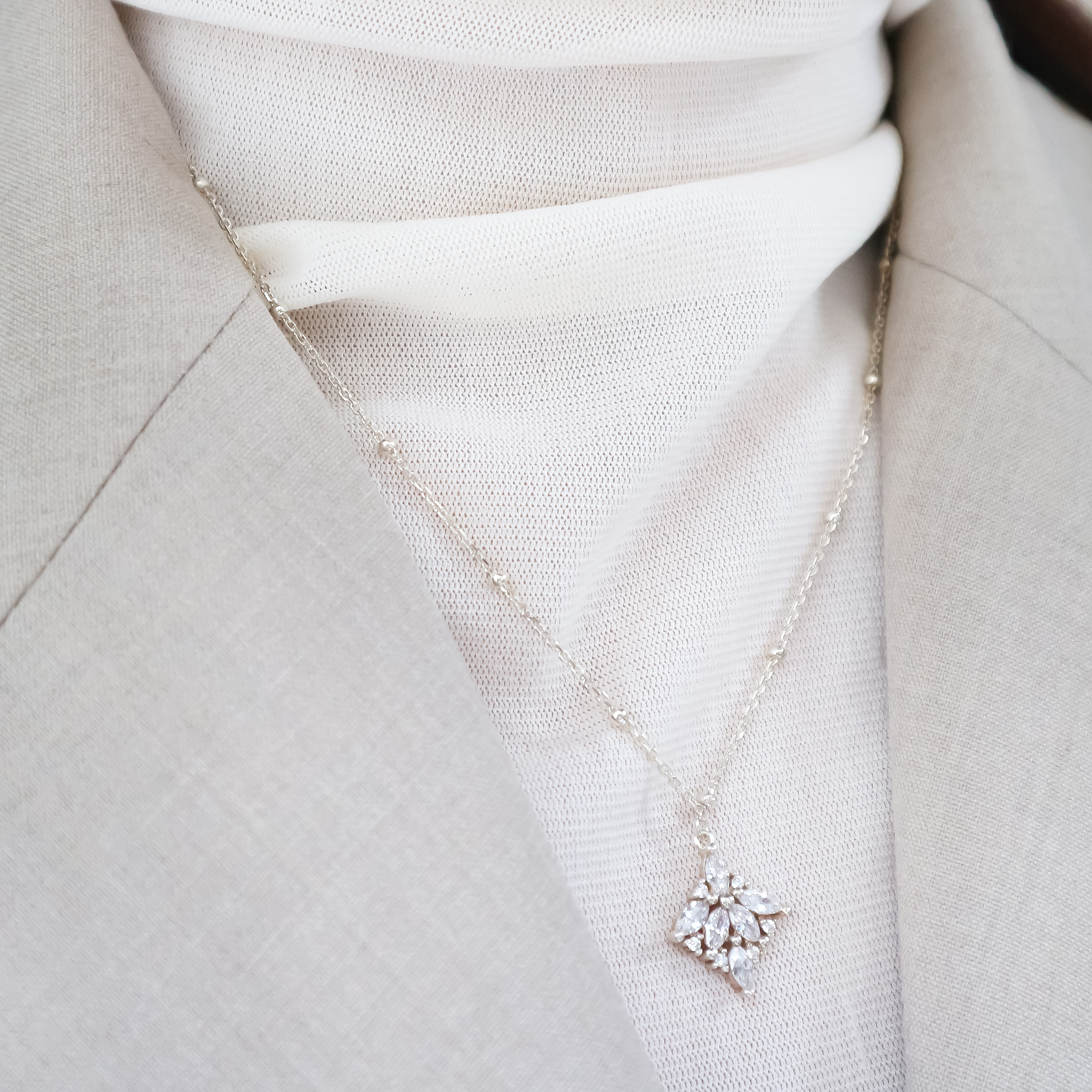 方菱鋯石項鍊-S925純銀