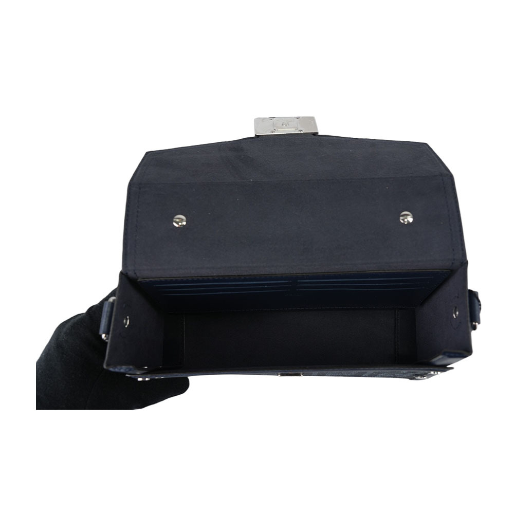 【FENDI】Soft Trunk FF Logo 緹花拼皮革二用包(牛仔藍) 7VA565 AG0M F1O97