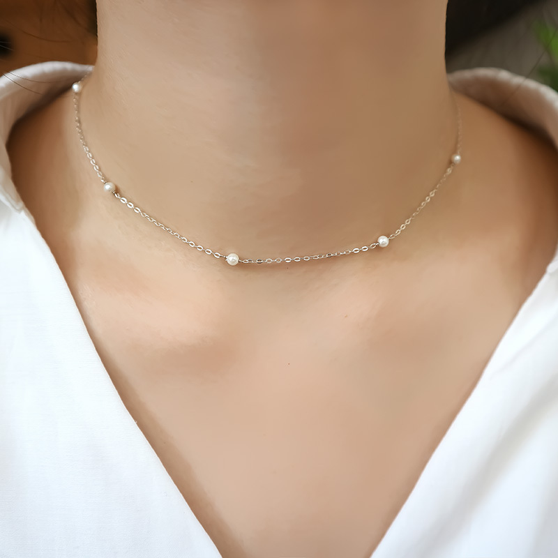 Pearl 珍珠鎖骨項鍊-S925純銀