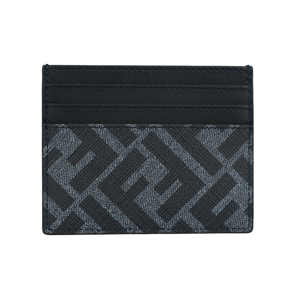 【FENDI】Diagonal FF Logo 帆布及皮革6卡卡片夾/名片夾(牛仔藍) 7M0164 ASIC F1O97