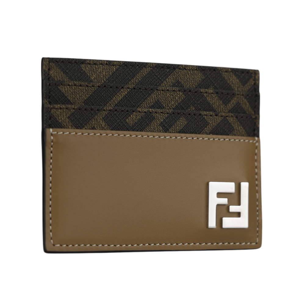 【FENDI】FF Squared 塗層帆布及皮革6卡卡片夾/名片夾