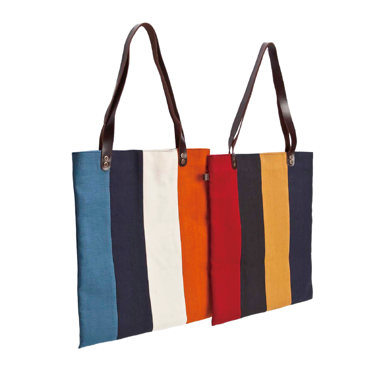 Kyokuhaku 真皮提把拼色手提包