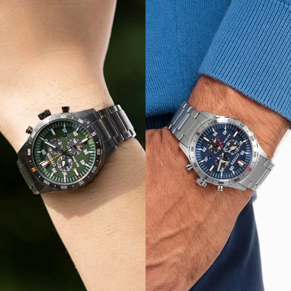 星辰錶CITIZEN Chronograph 三眼光動能腕錶（AT2527-80X／AT2520-89L）