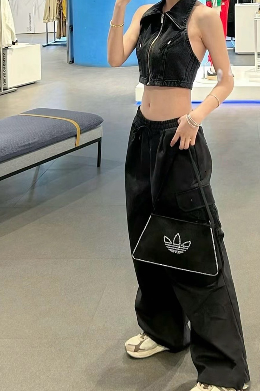 adidas originals Montreal Denim Jeans 黑色 米白 水洗 丹寧 灣刀褲 牛仔褲 闊腿褲 寬褲 女款 IT7271 IS3584