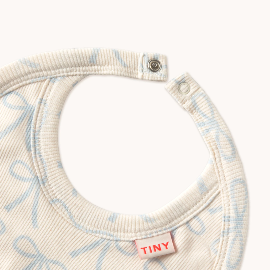 TINYCOTTONS│有機棉蝴蝶結印花圍兜．Off White