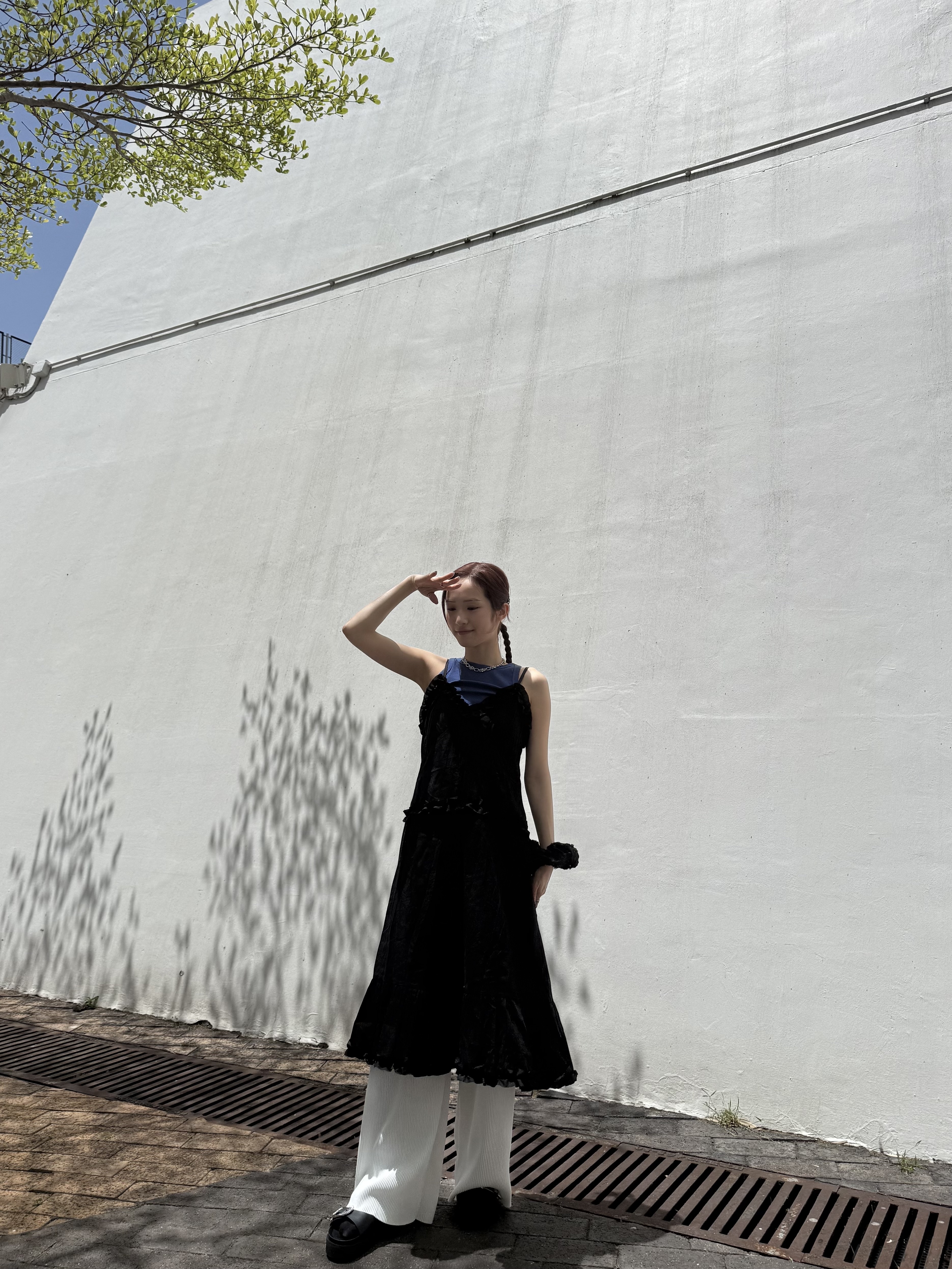 Ruffle暗直紋吊帶OPS