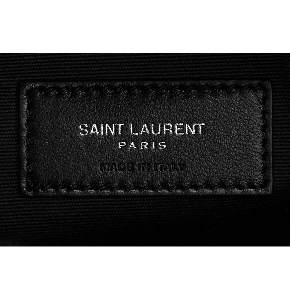 【YSL/Saint Laurent Paris】Puffer Toy 銀字縫線小羊皮迷你翻蓋鍊包(黑色) 759337 1EL00 1000