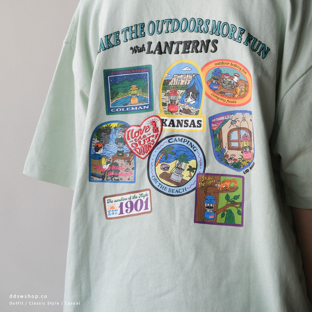 "現貨" Coleman 短袖 日本限定 隨機印花布章刺繡背圖 碳黑色 白色 淺灰色 Tiffany綠