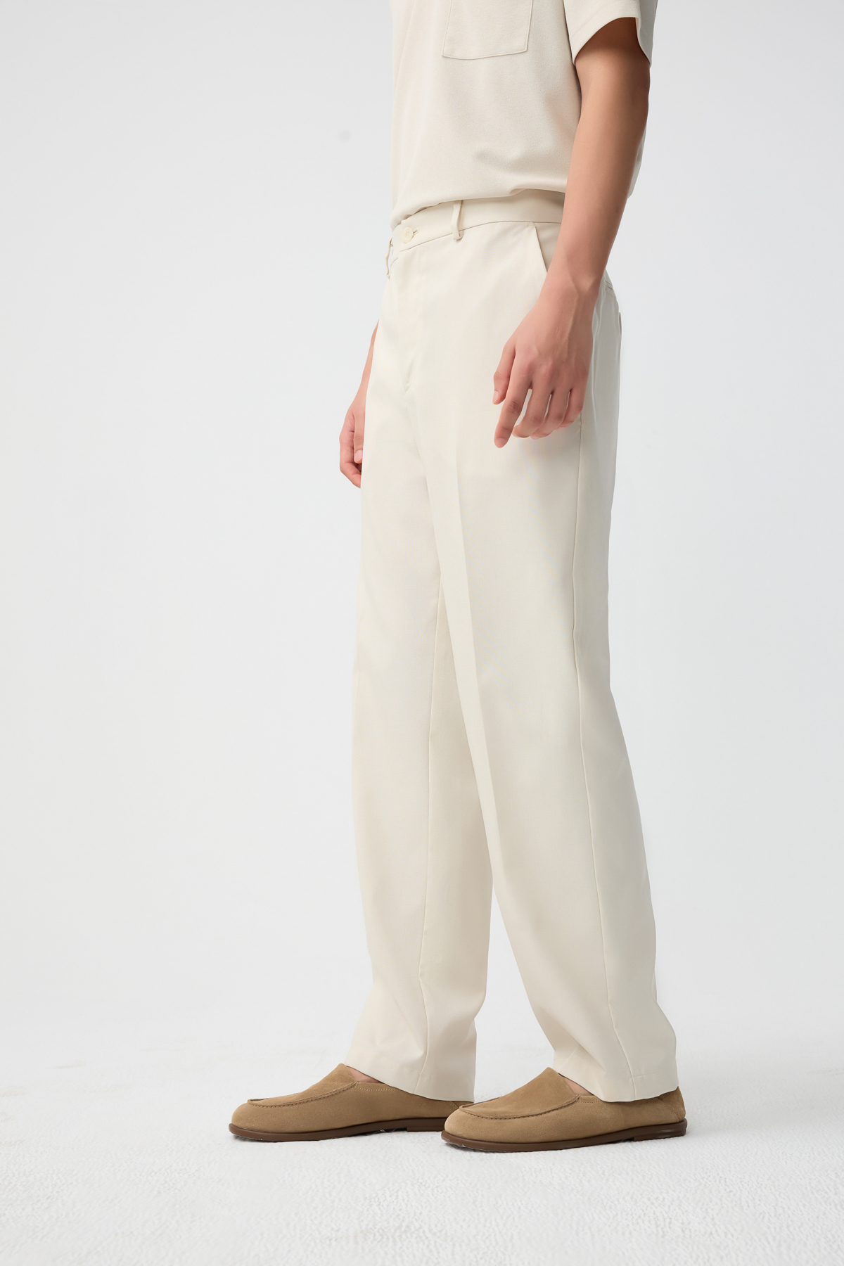 LINNET 麻感西裝長褲 男（米白）