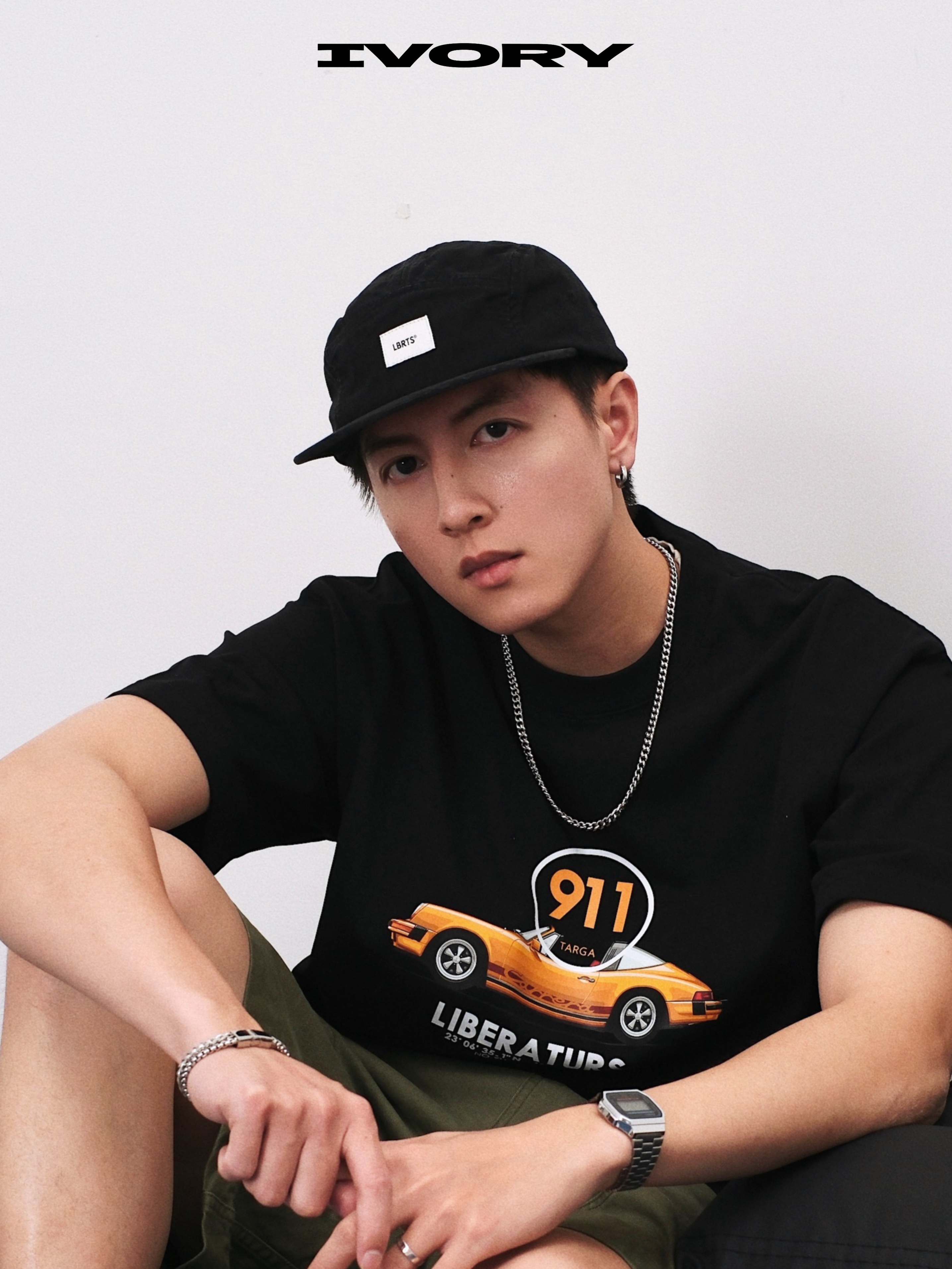 IVORY Canvas Five Panel Cap 五分割帽 布標 水洗黑【LC0006NT】