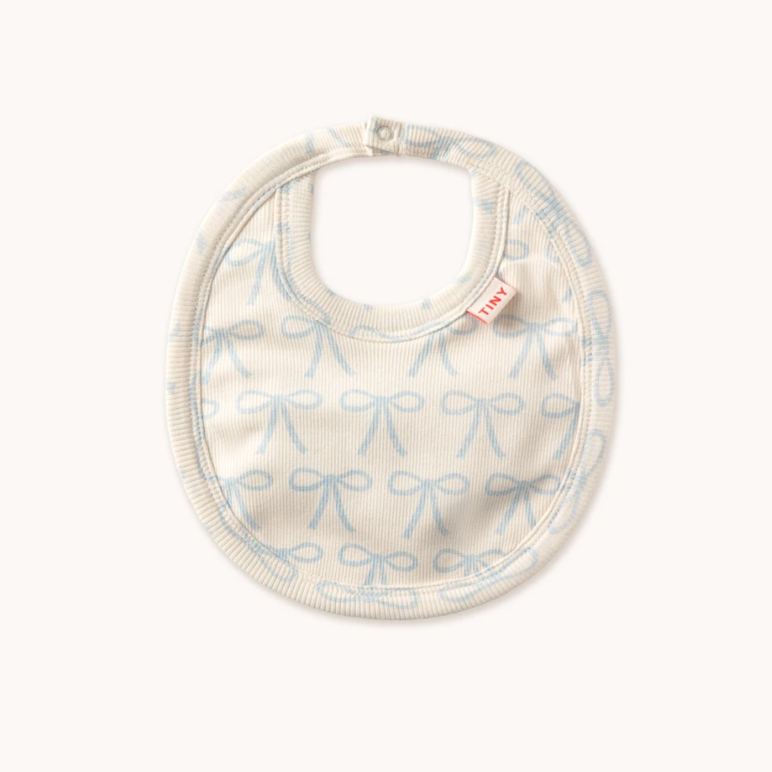 TINYCOTTONS│有機棉蝴蝶結印花圍兜．Off White