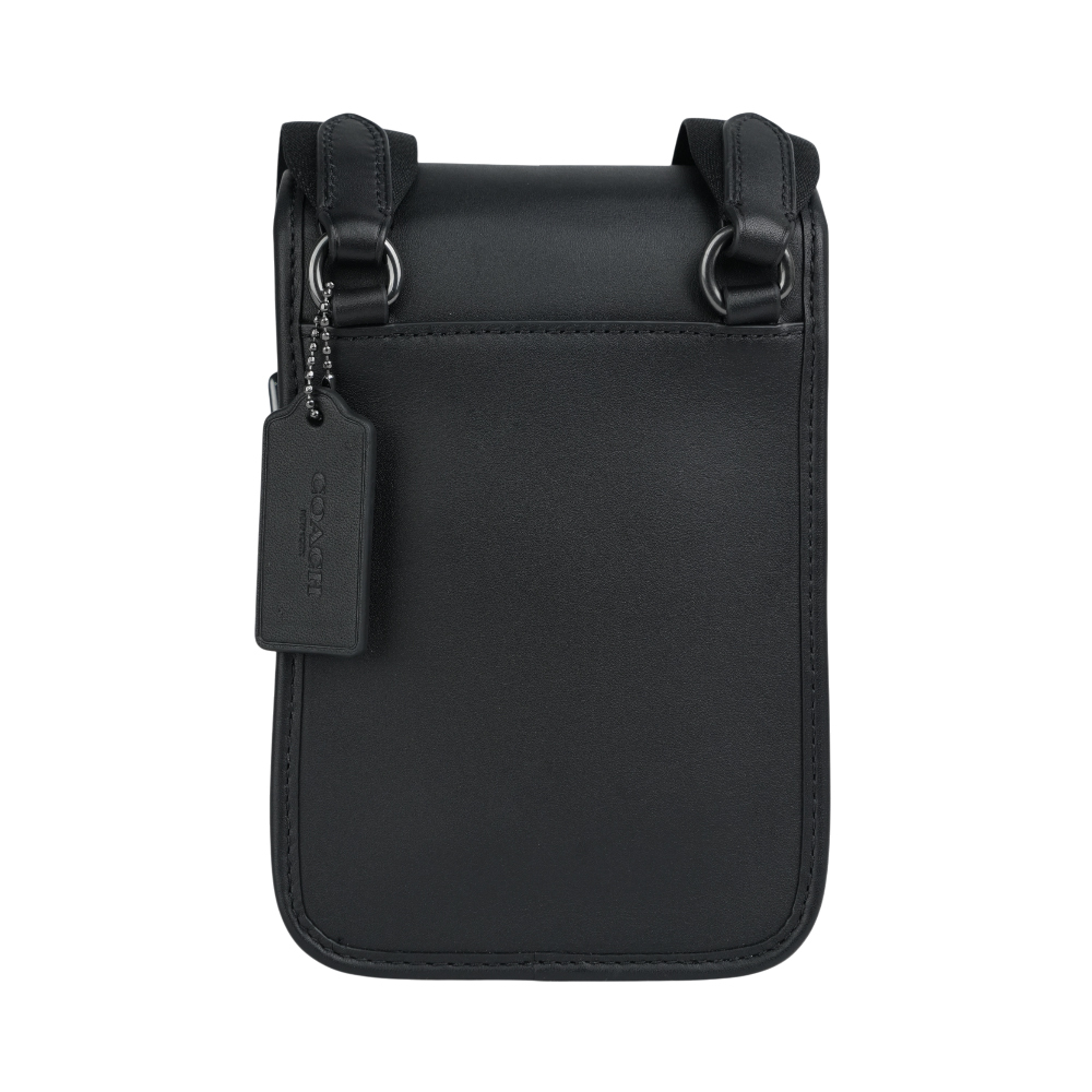 【COACH】Racer 塗層帆布及小牛皮釦式手機包/斜背包(炭灰色) CT885 QBMI5