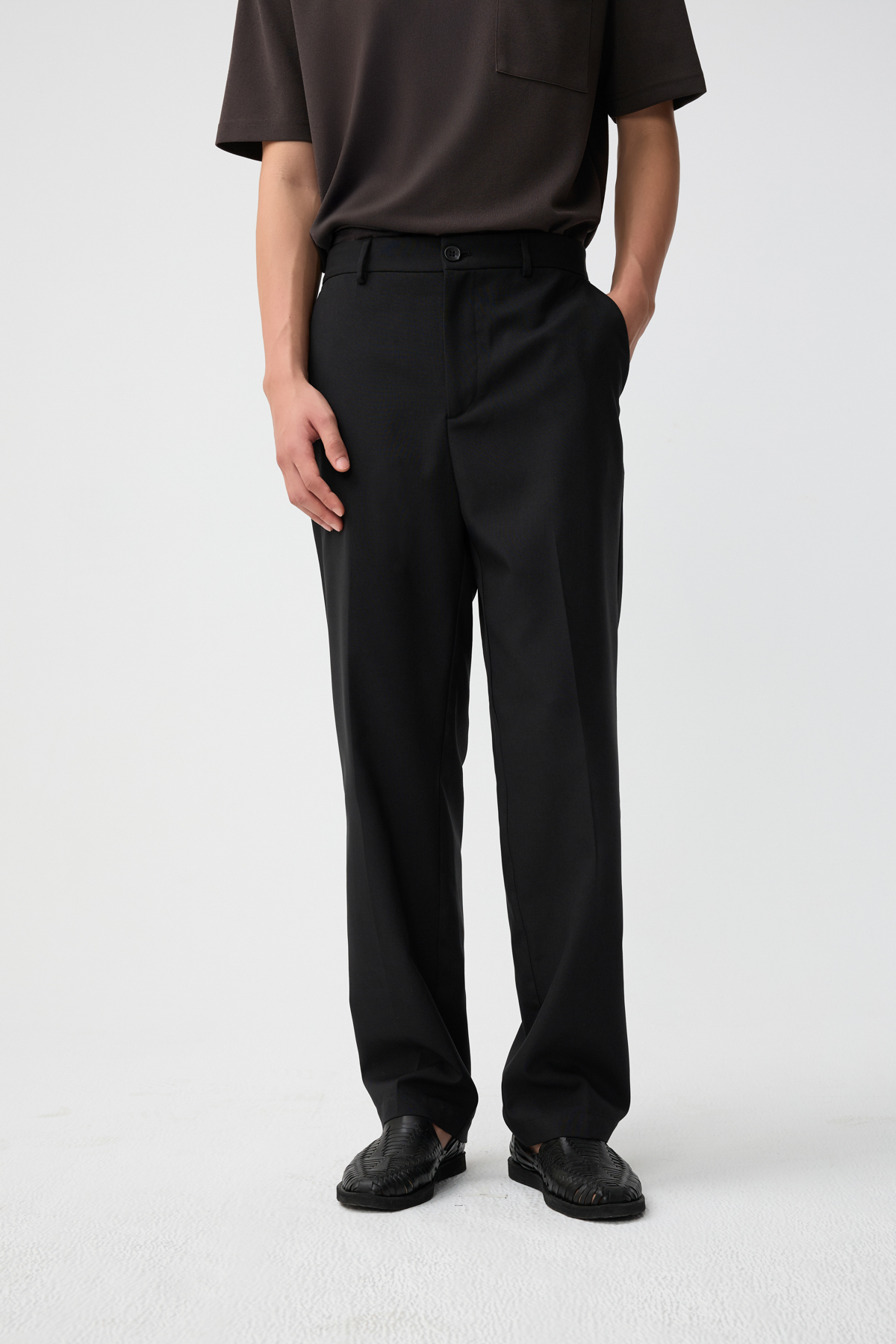 LINNET 麻感西裝長褲 男（黑色）