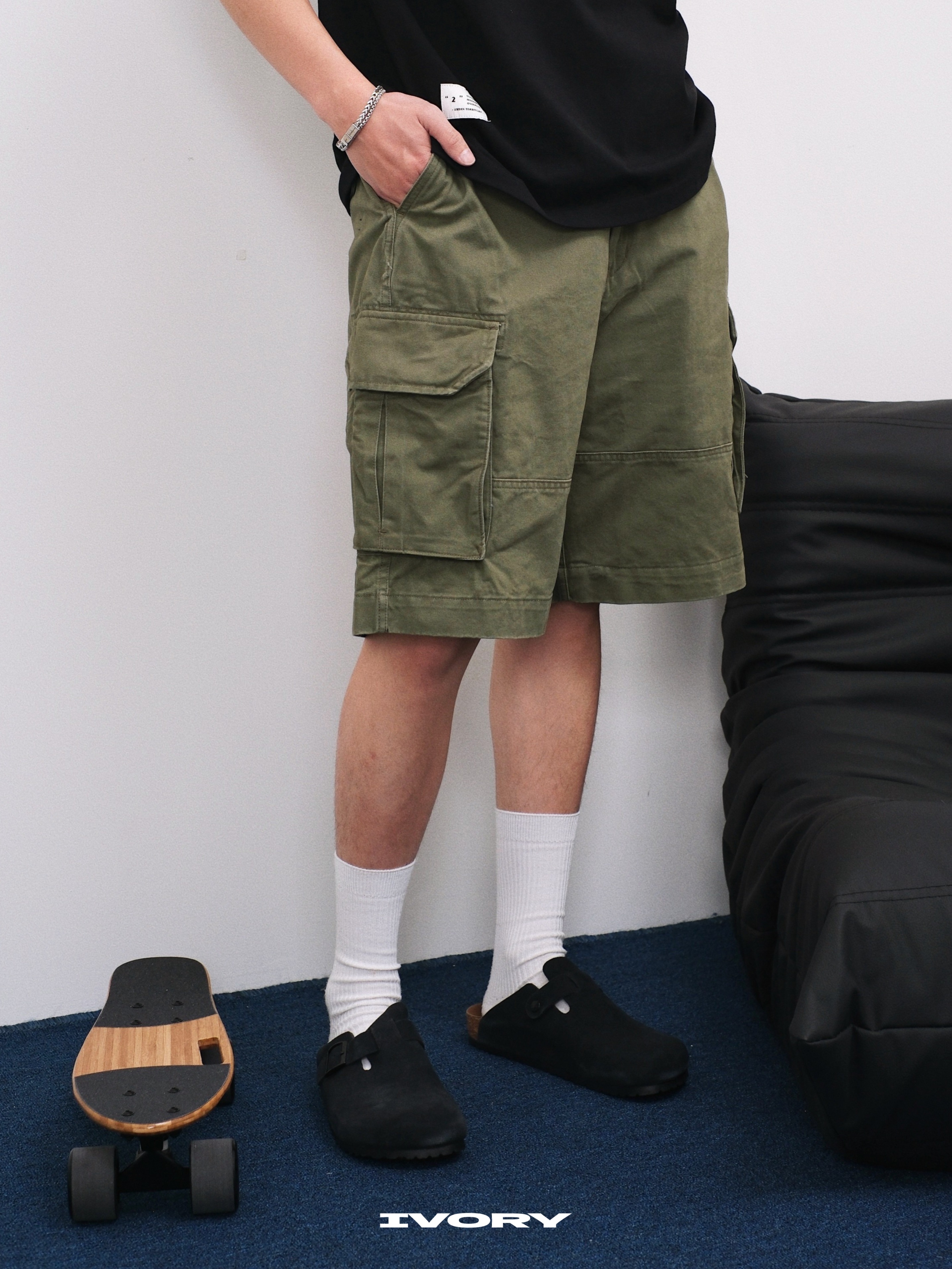 <現貨>IVORY Work Shorts 日系 工裝 多口袋 腰帶 短褲 二色【LB0205NT】