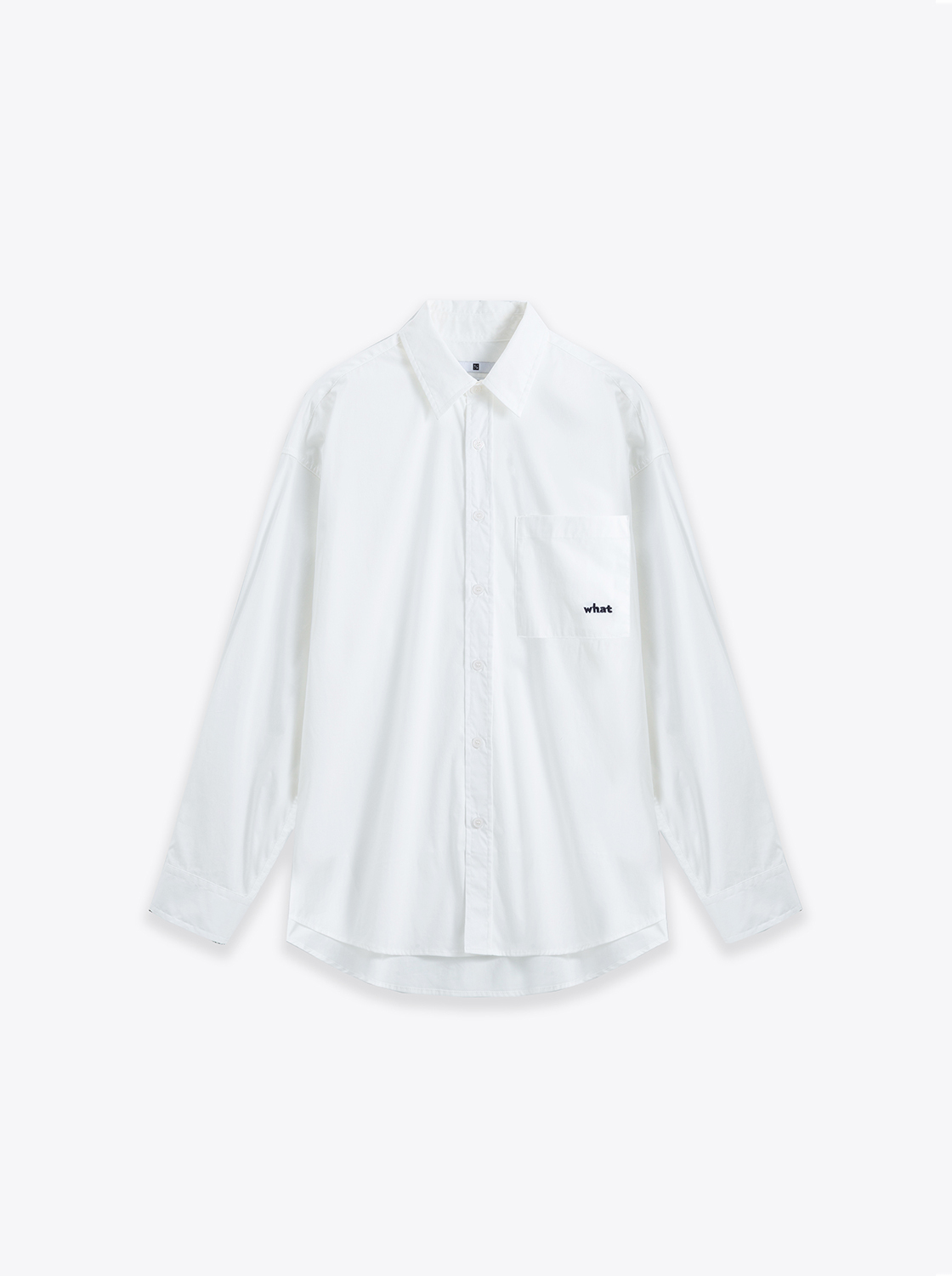 英字繡花貼袋條紋襯衫