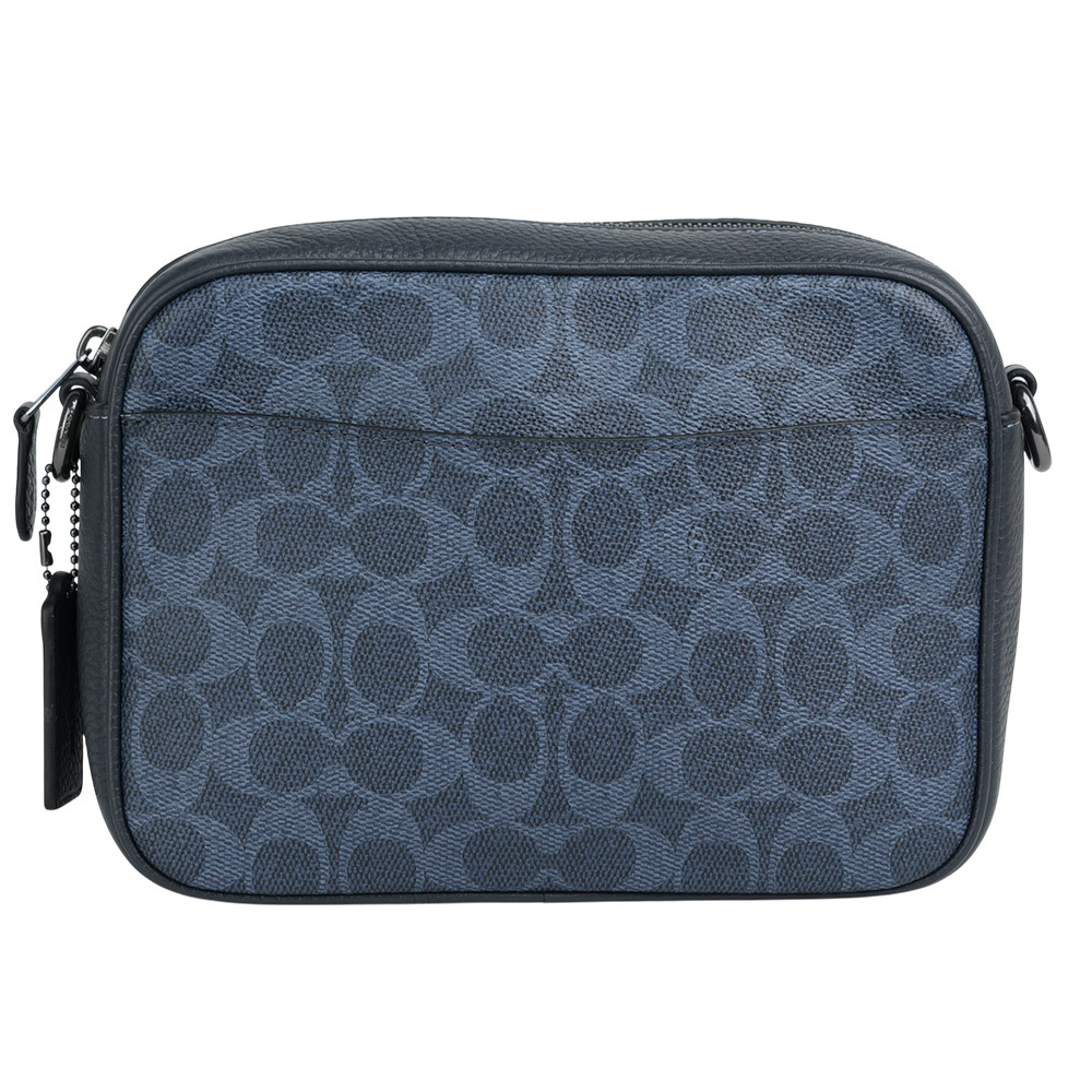 【COACH】Warner 塗層帆布及皮革拉鍊斜背包(牛仔藍/午夜藍) CW217 QBN2V