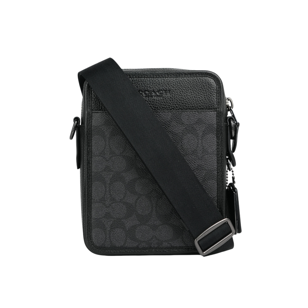【COACH】Sullivan 塗層帆布及皮革方形斜背包(炭灰/黑色) CW388 QBMI5