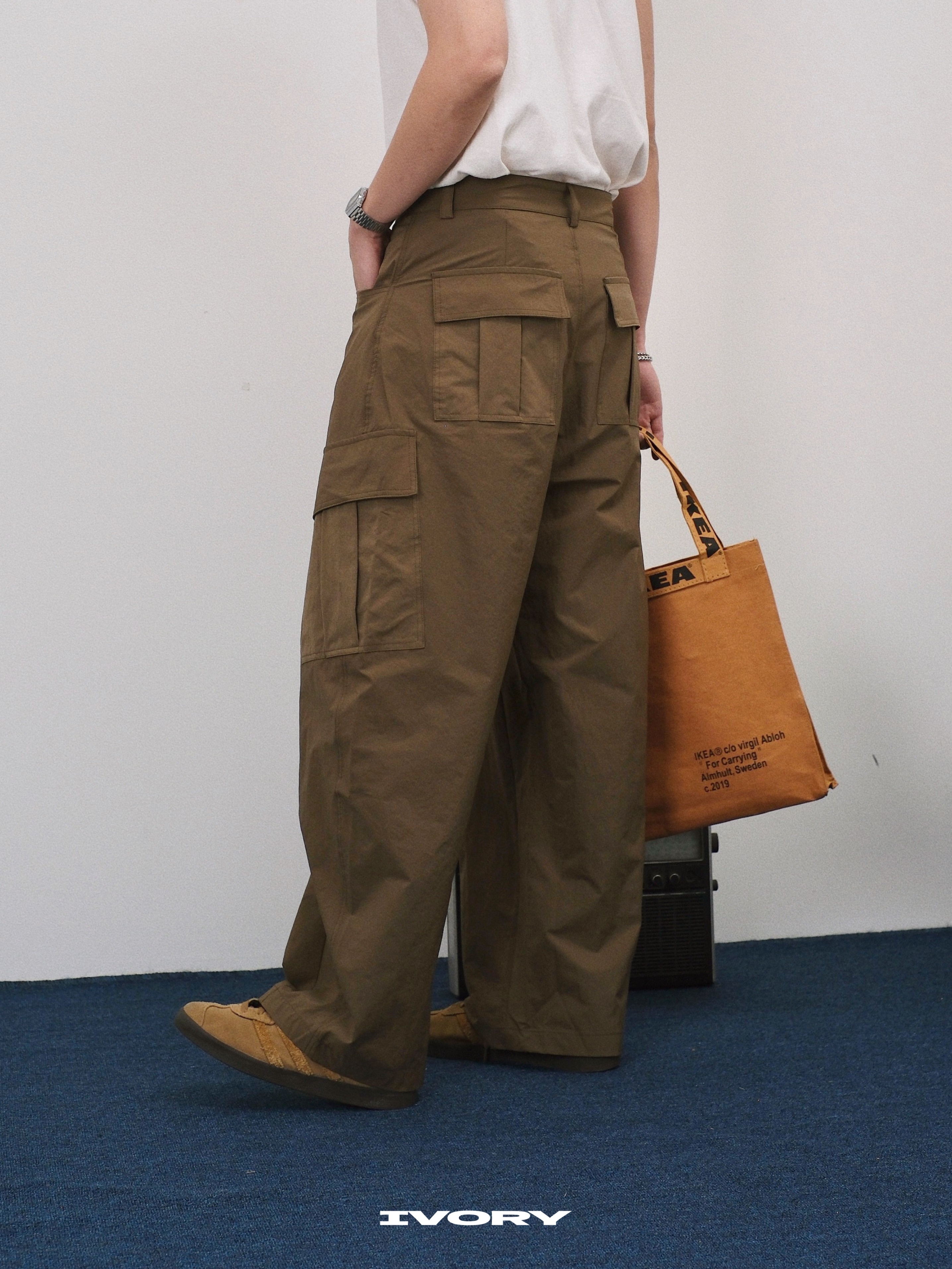 <現貨>IVORY Coolbest Wide Cargo Pants 寬鬆 輕量 大口袋 繭型 工裝 長褲 二色【S125001】
