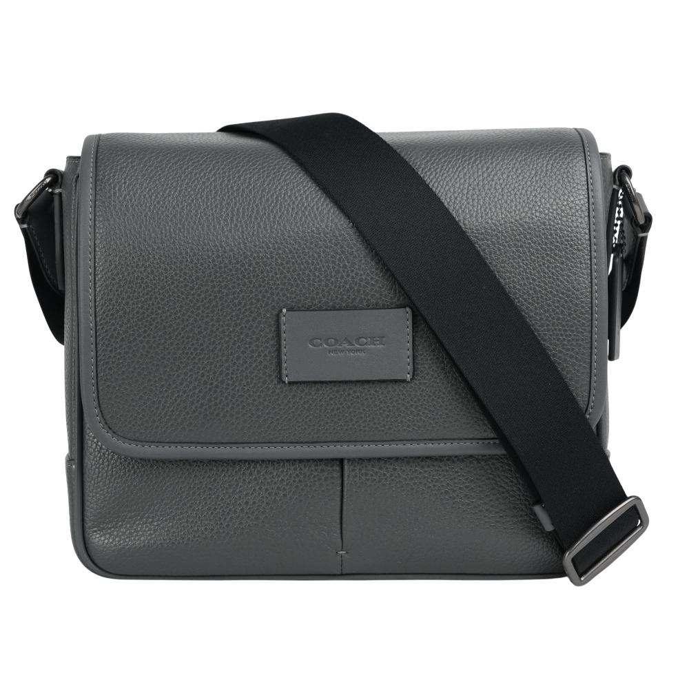【COACH】Sprint Map 25 粒紋皮革翻蓋斜背包(石墨黑) CY798 QBGF