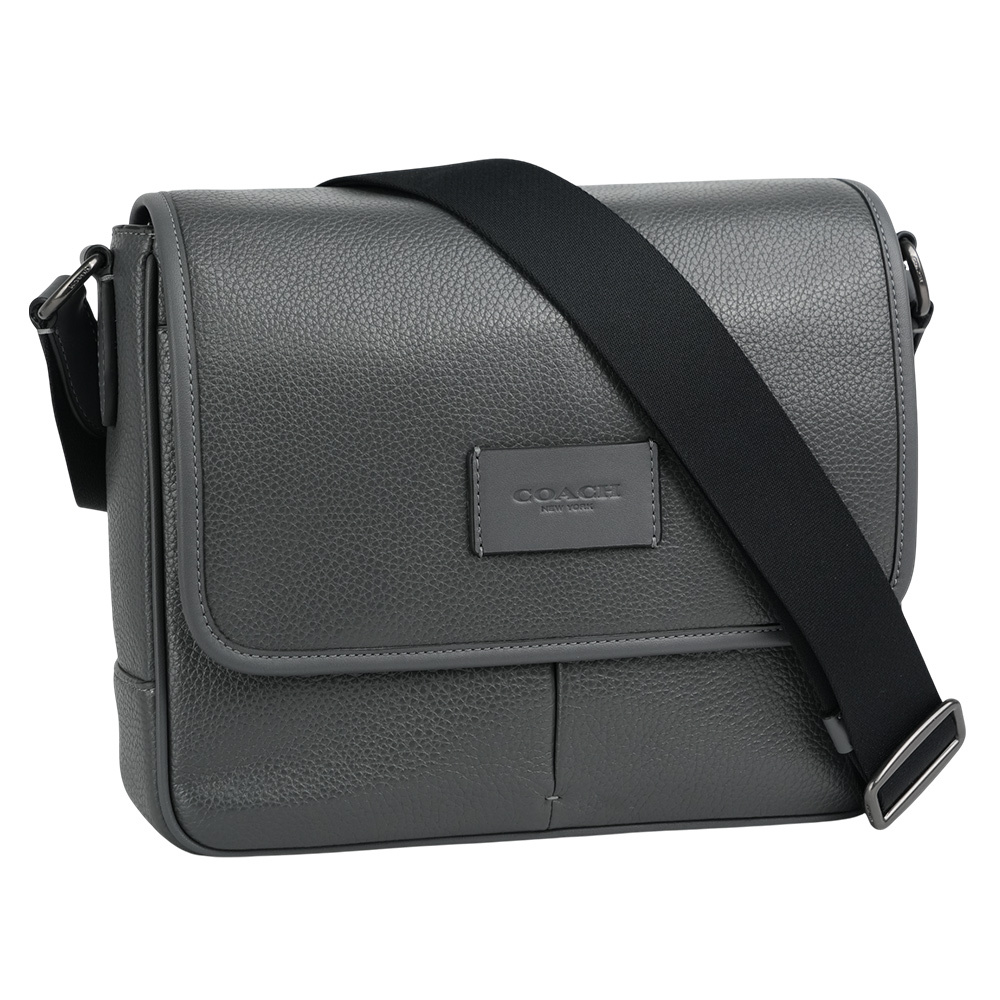 【COACH】Sprint Map 25 粒紋皮革翻蓋斜背包(石墨黑) CY798 QBGF