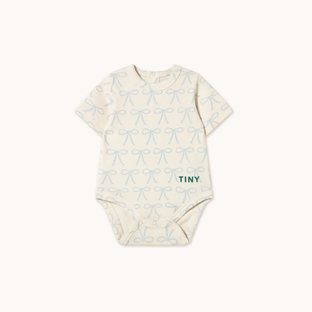 TINYCOTTONS│BOWS RIB BODY有機棉蝴蝶結印花包屁衣．Off White