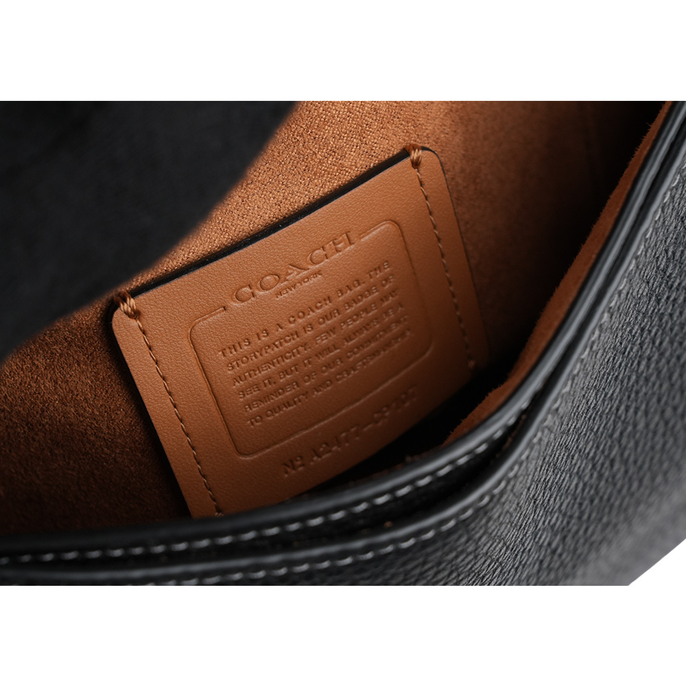 【COACH】Amelia 金字荔枝皮革小款馬鞍包(黑色) CP107 IMBLK