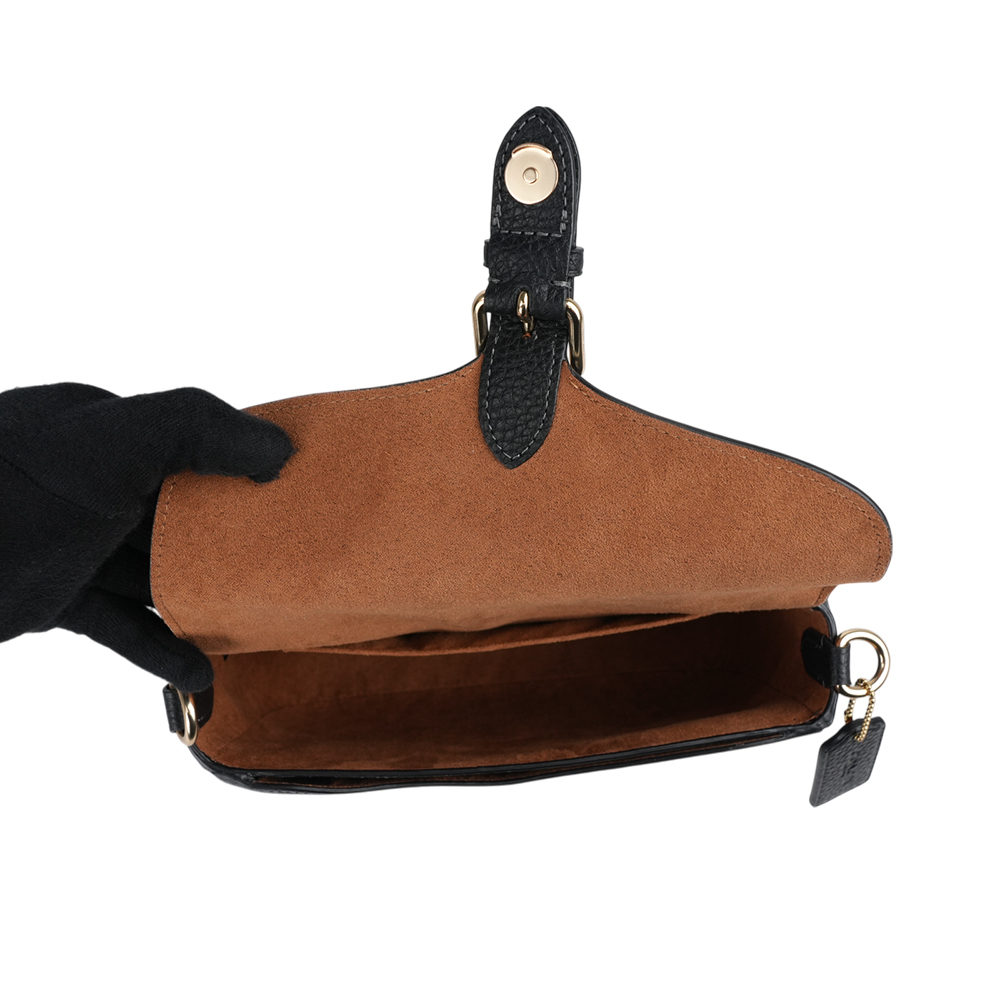 【COACH】Amelia 金字荔枝皮革小款馬鞍包(黑色) CP107 IMBLK