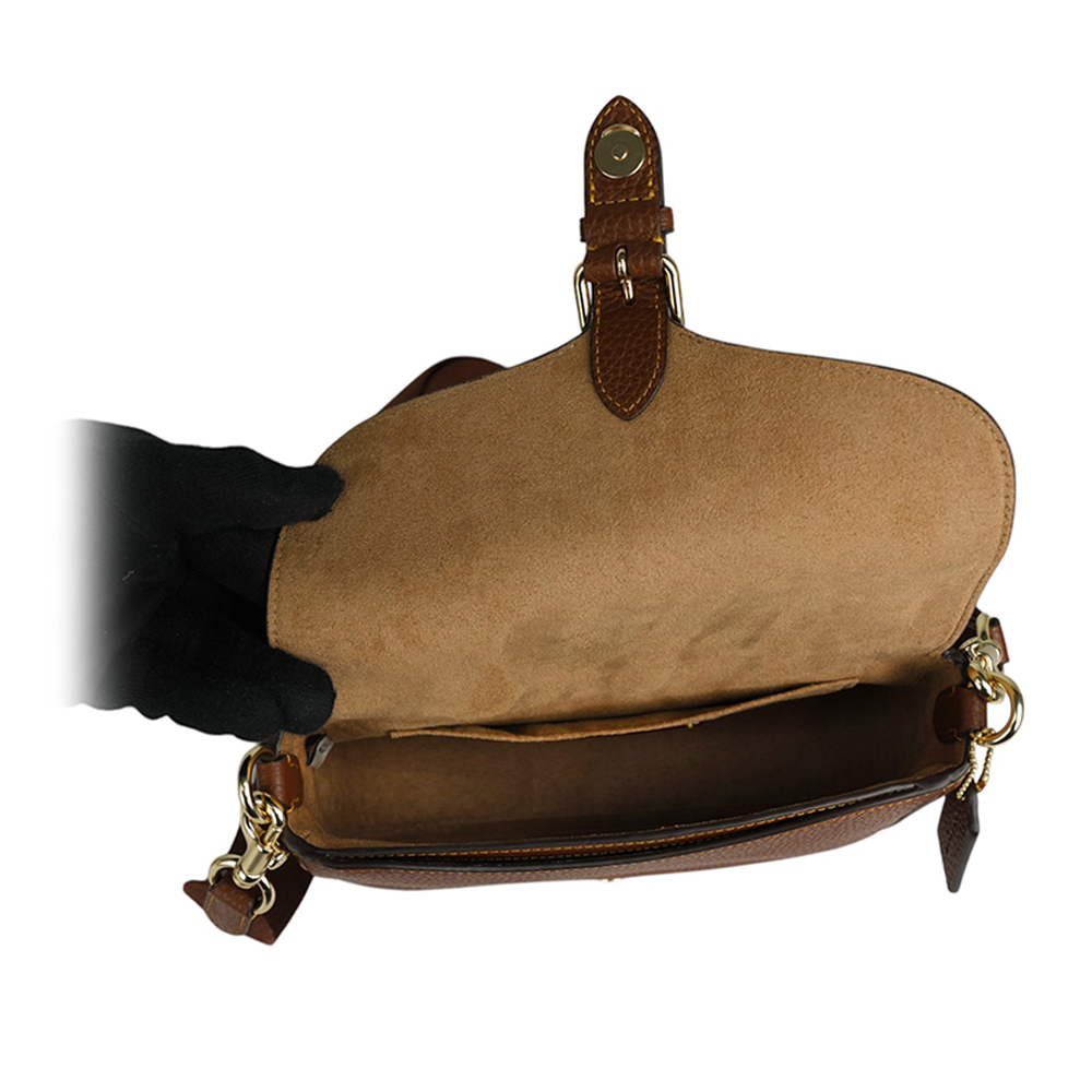 【COACH】Amelia 金字荔枝皮革小款馬鞍包(棕色) CP107 IMBRN