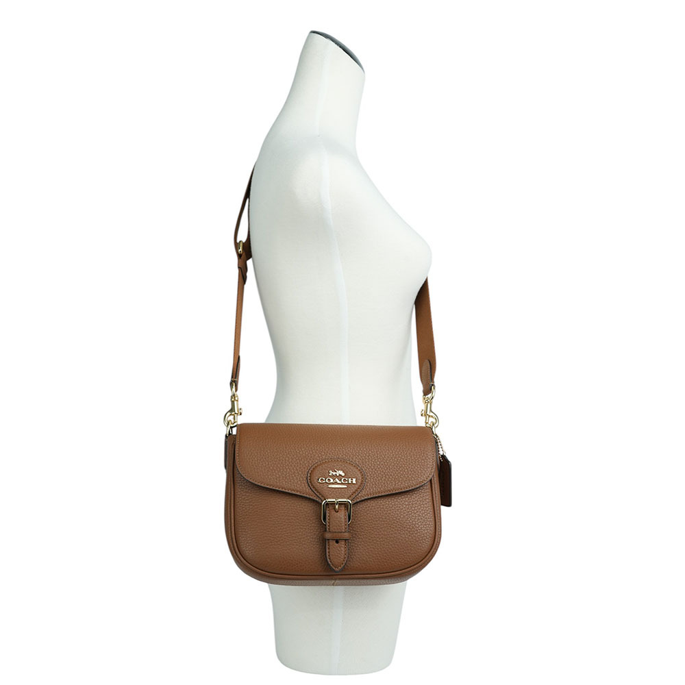 【COACH】Amelia Amelia 金字荔枝皮革馬鞍包(紅棕木色) CP107 IMR1W