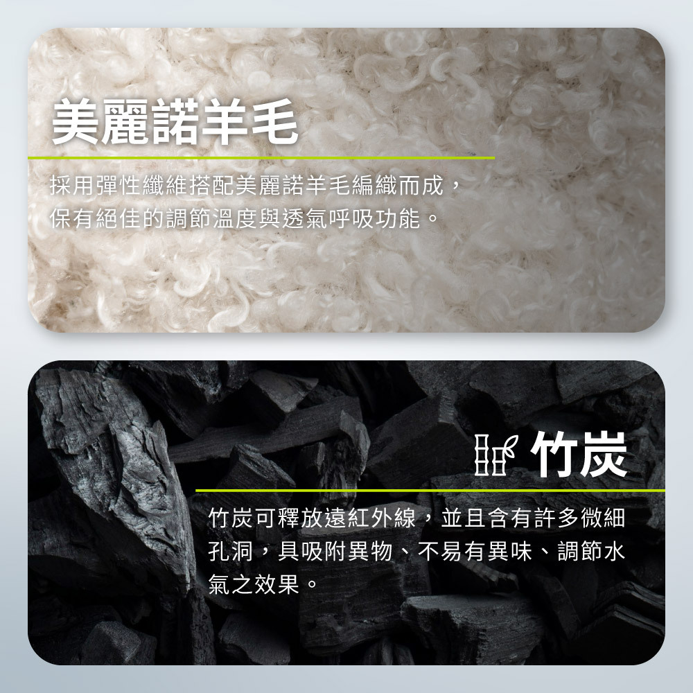 美麗諾羊毛,竹炭