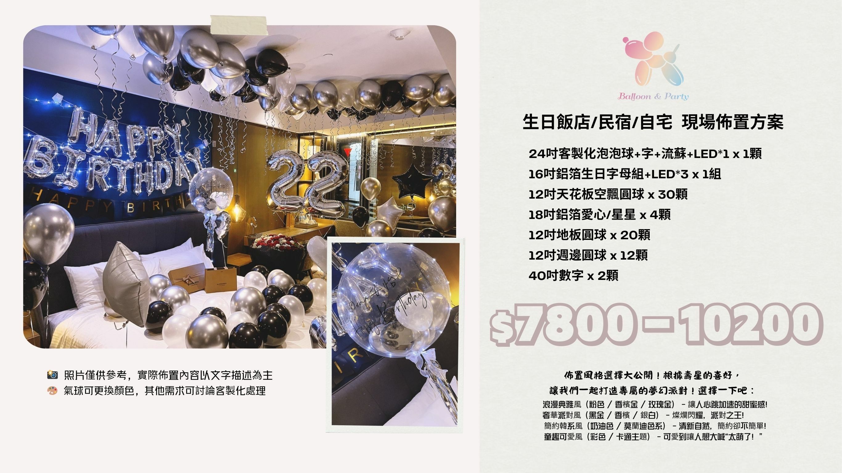 佈置方案丨F-生日驚喜．飯店/民宿/自宅