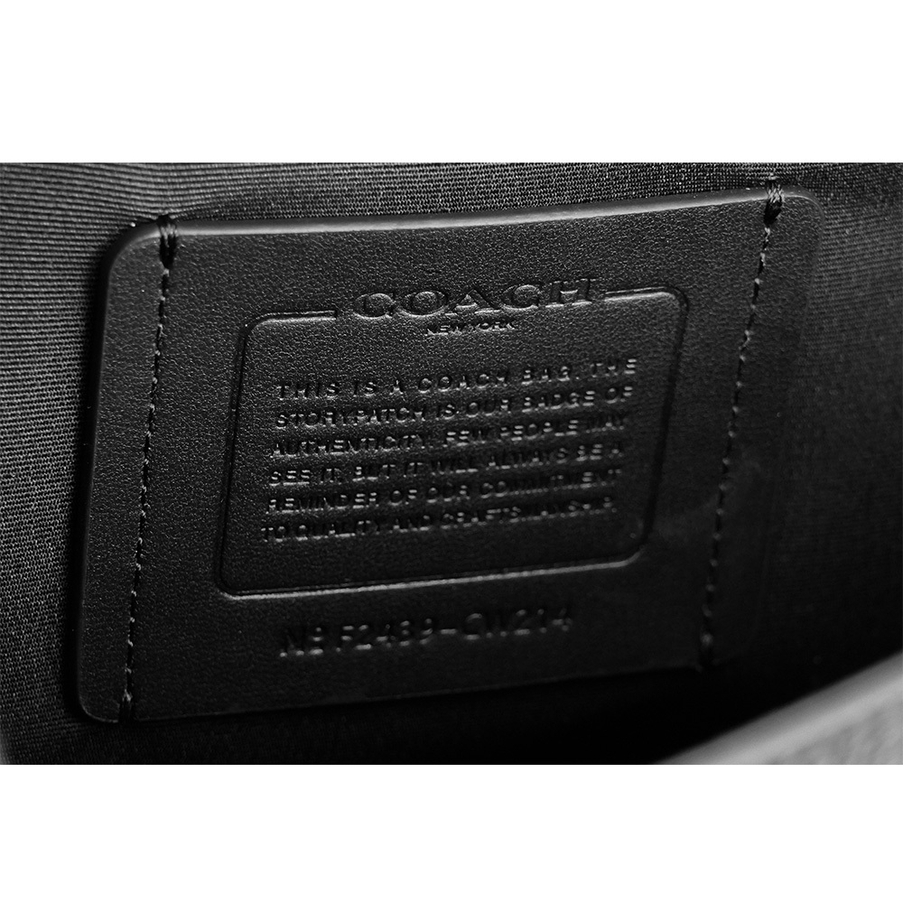 【COACH】Warner 塗層帆布及皮革斜背包/郵差包(炭灰色/黑色) CW214 QBMI5