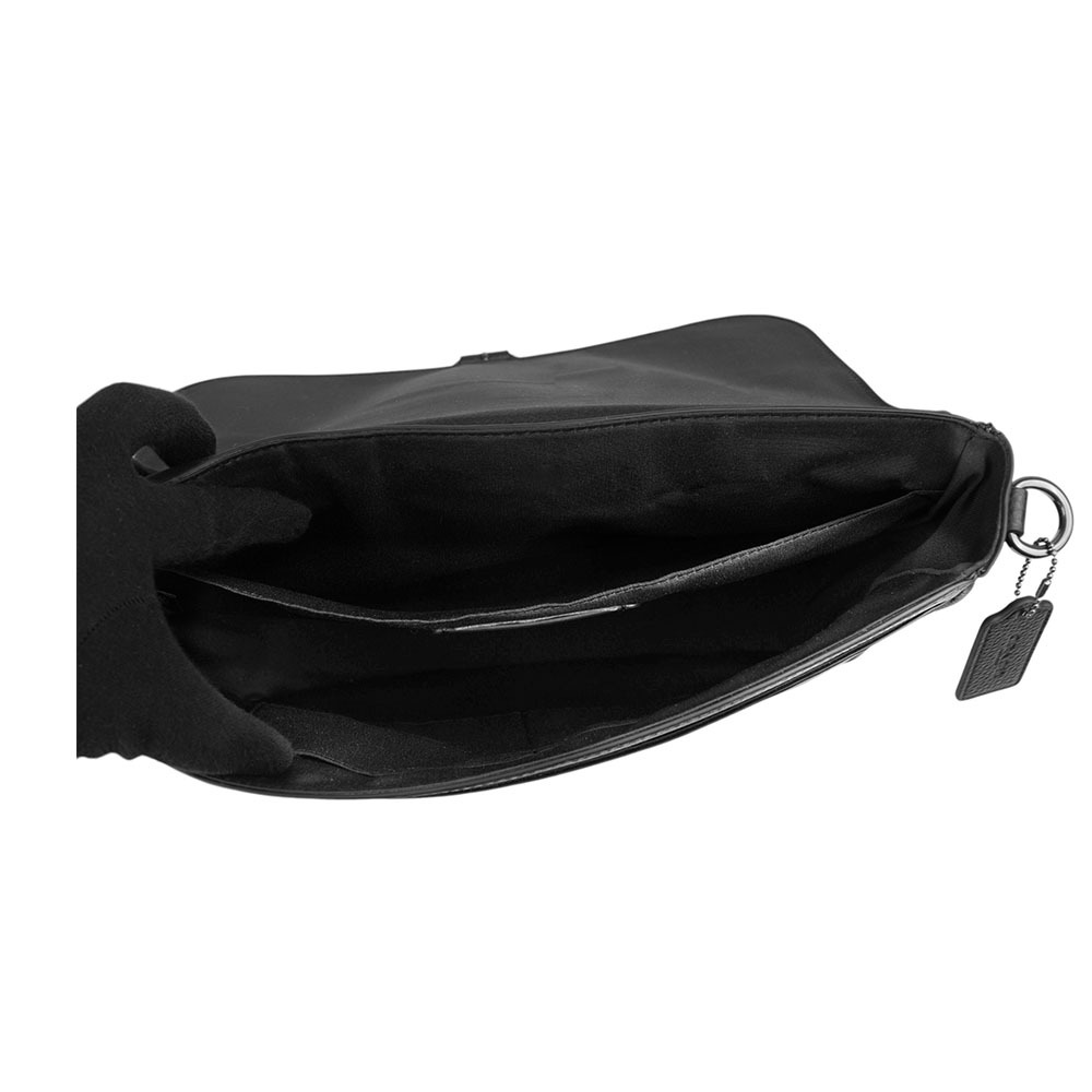 【COACH】Warner 塗層帆布及皮革斜背包/郵差包(炭灰色/黑色) CW214 QBMI5