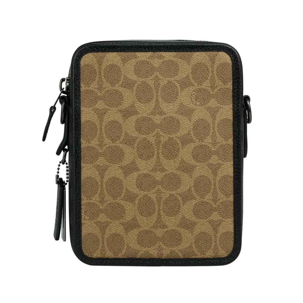 【COACH】Sullivan 塗層帆布及皮革方形斜背包(卡其/黑色) CW386 QBXAH