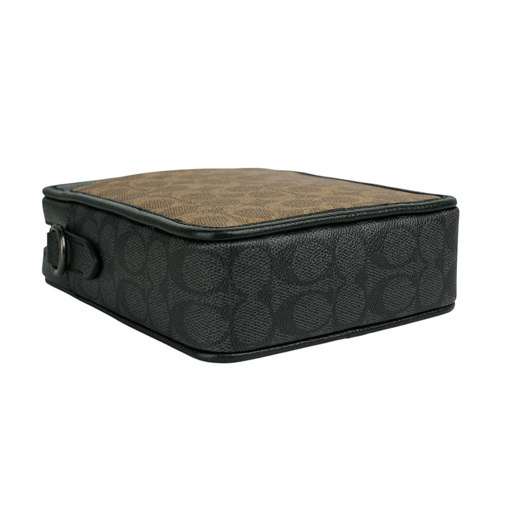 【COACH】Sullivan 塗層帆布及皮革方形斜背包(卡其/黑色) CW386 QBXAH