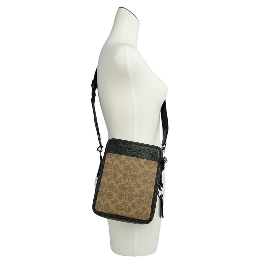 【COACH】Sullivan 塗層帆布及皮革方形斜背包(卡其/黑色) CW386 QBXAH