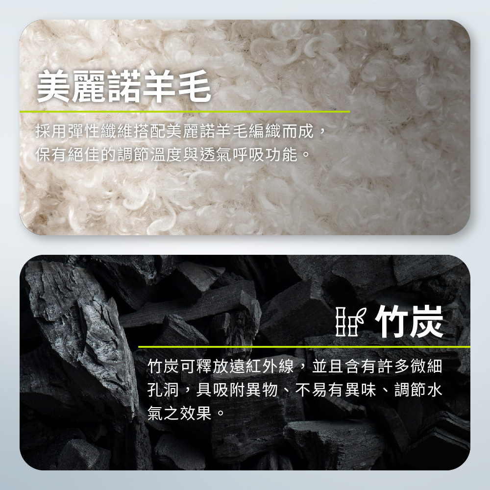 美麗諾羊毛,竹炭
