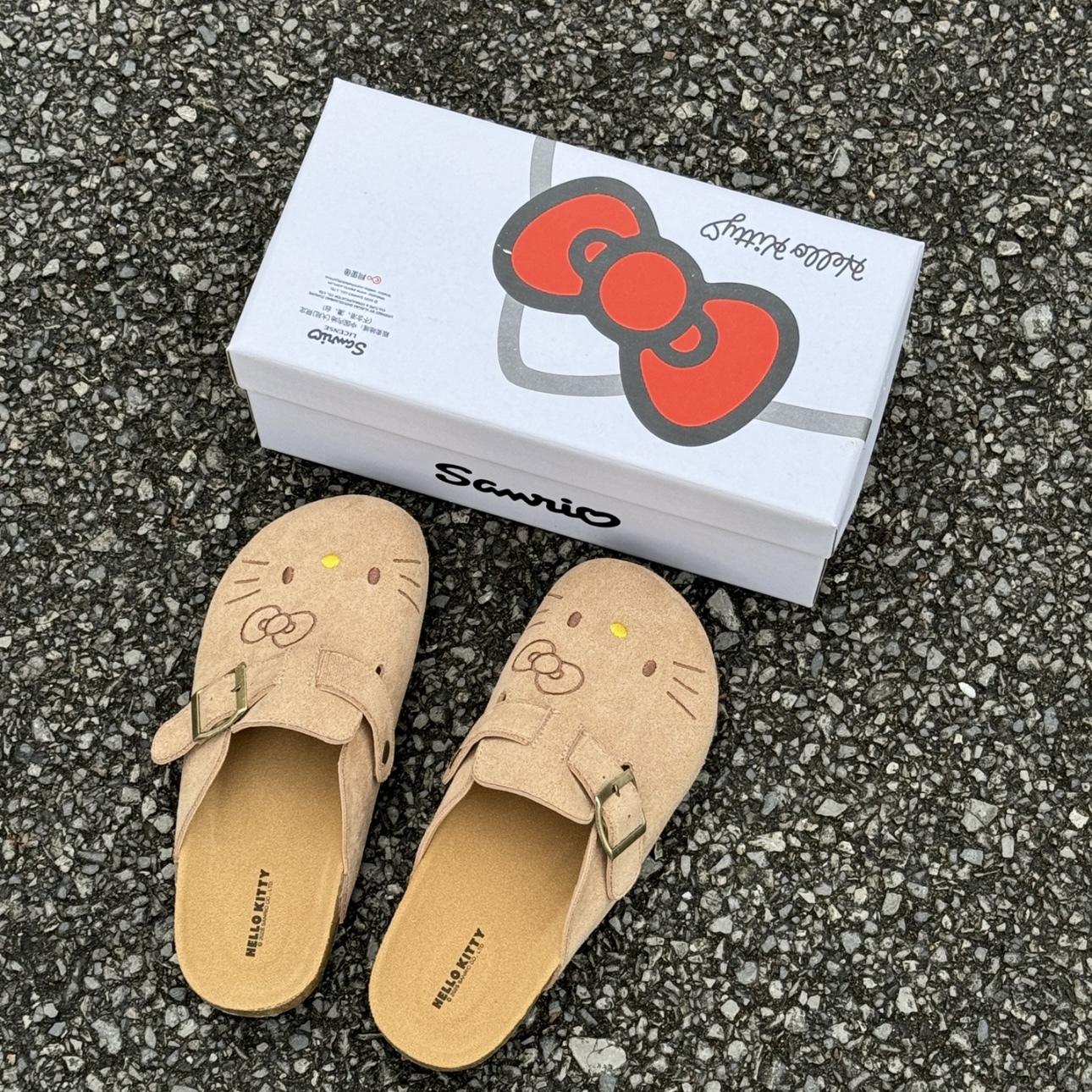 代購 SANRIO HELLO KITTY 黑皮凱蒂貓 勃肯鞋 懶人鞋 軟木 可愛 夏威夷凱蒂貓/預購