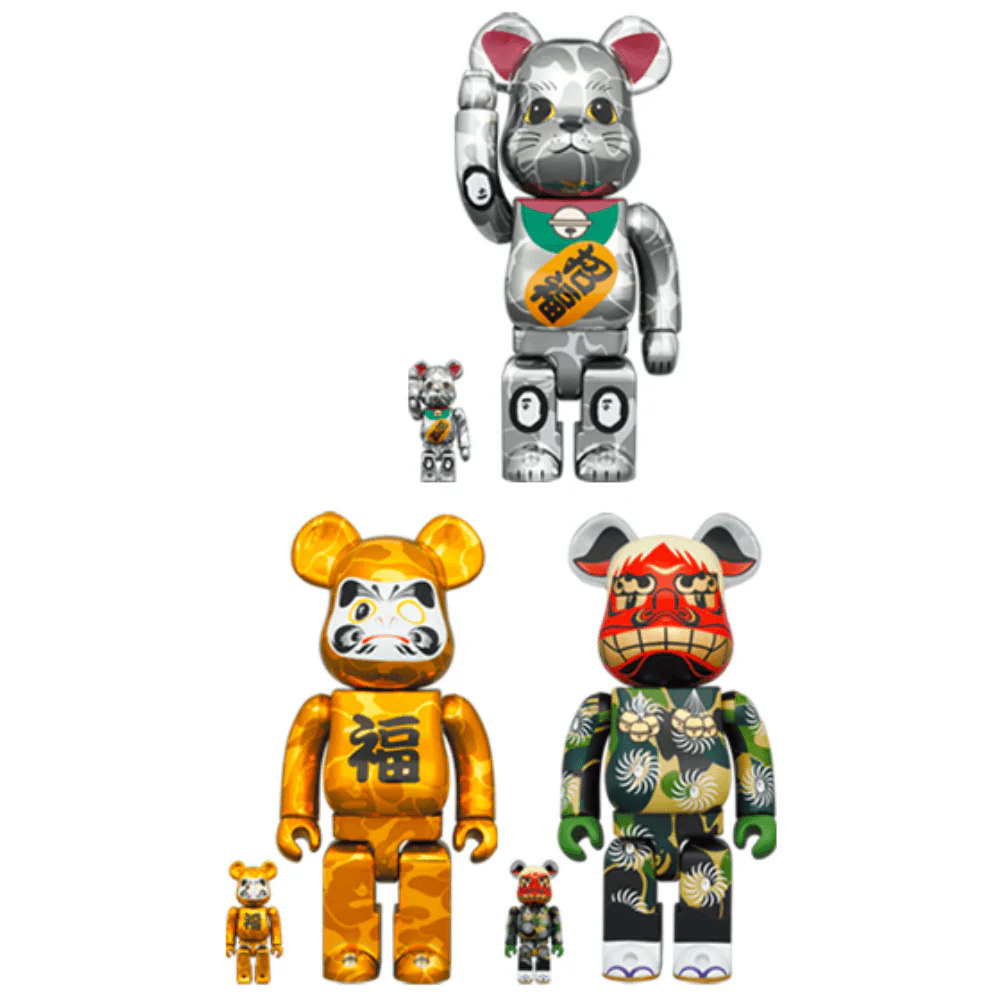 BAPE(R) 招き猫 銀メッキ／達磨 金メッキ／獅子舞 100％ & 400％ 6PCS / 1000% BE@RBRICK