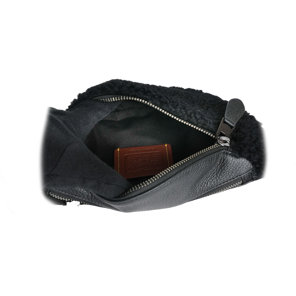 【COACH】Warren 塗層帆布及羊毛皮迷你腰包/胸口包(黑色) CY884 JIO1U