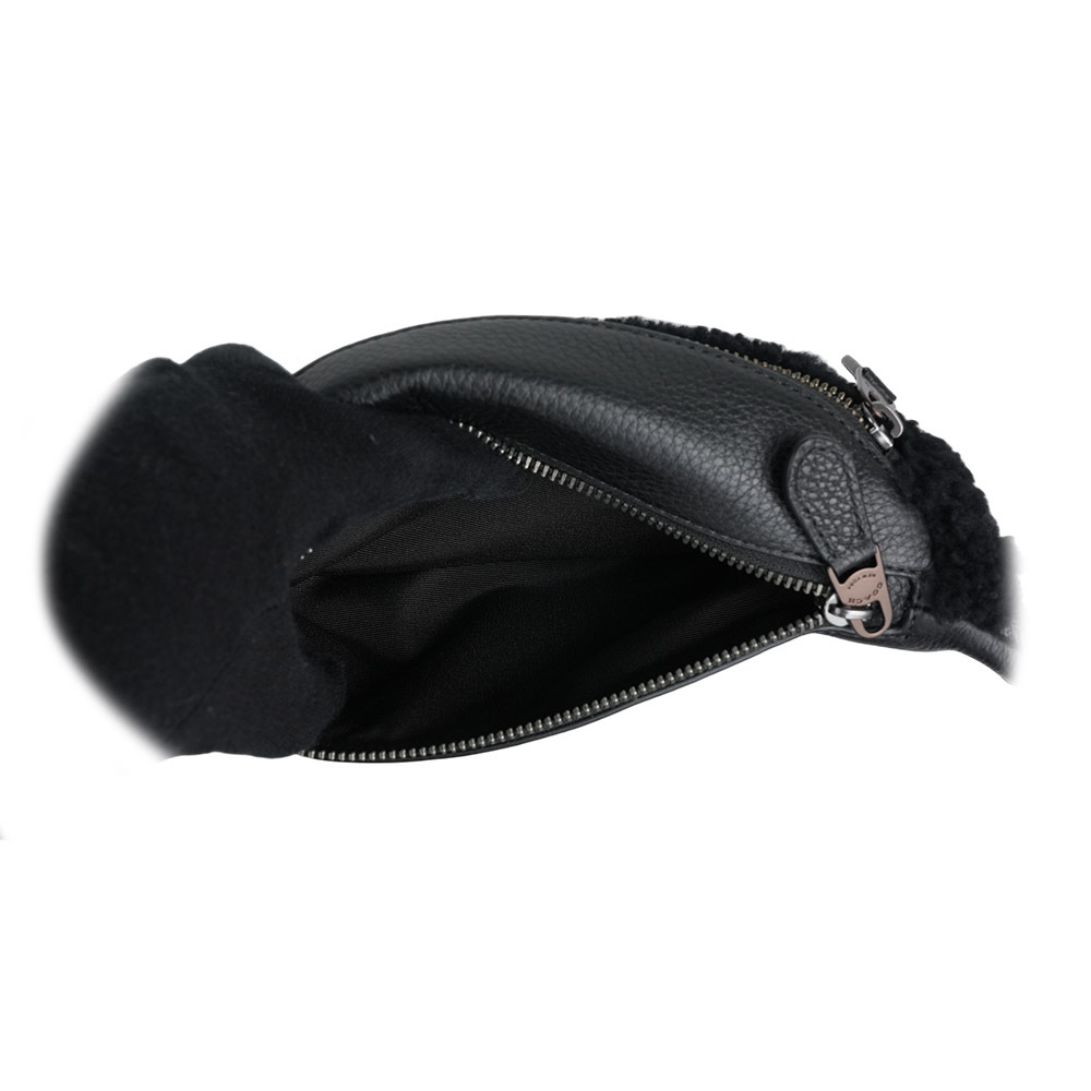 【COACH】Warren 塗層帆布及羊毛皮迷你腰包/胸口包(黑色) CY884 JIO1U