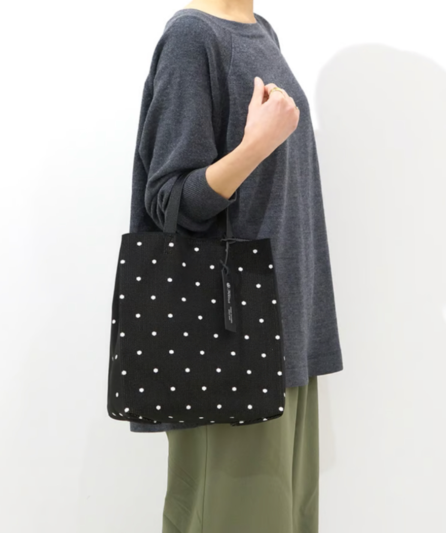 皮革手柄針織購物袋