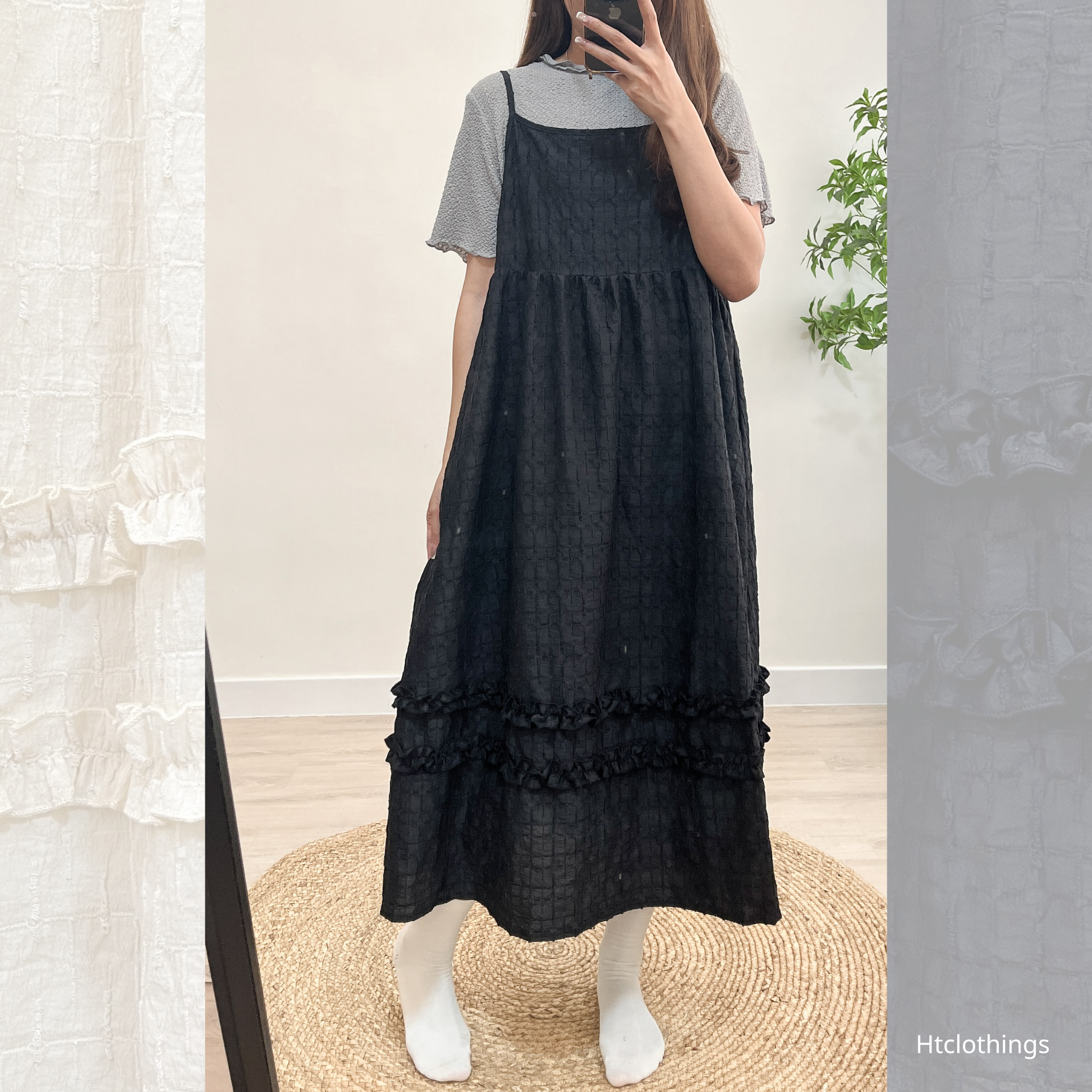 預訂｜背綁結暗紋Ruffle OPS (2色入)