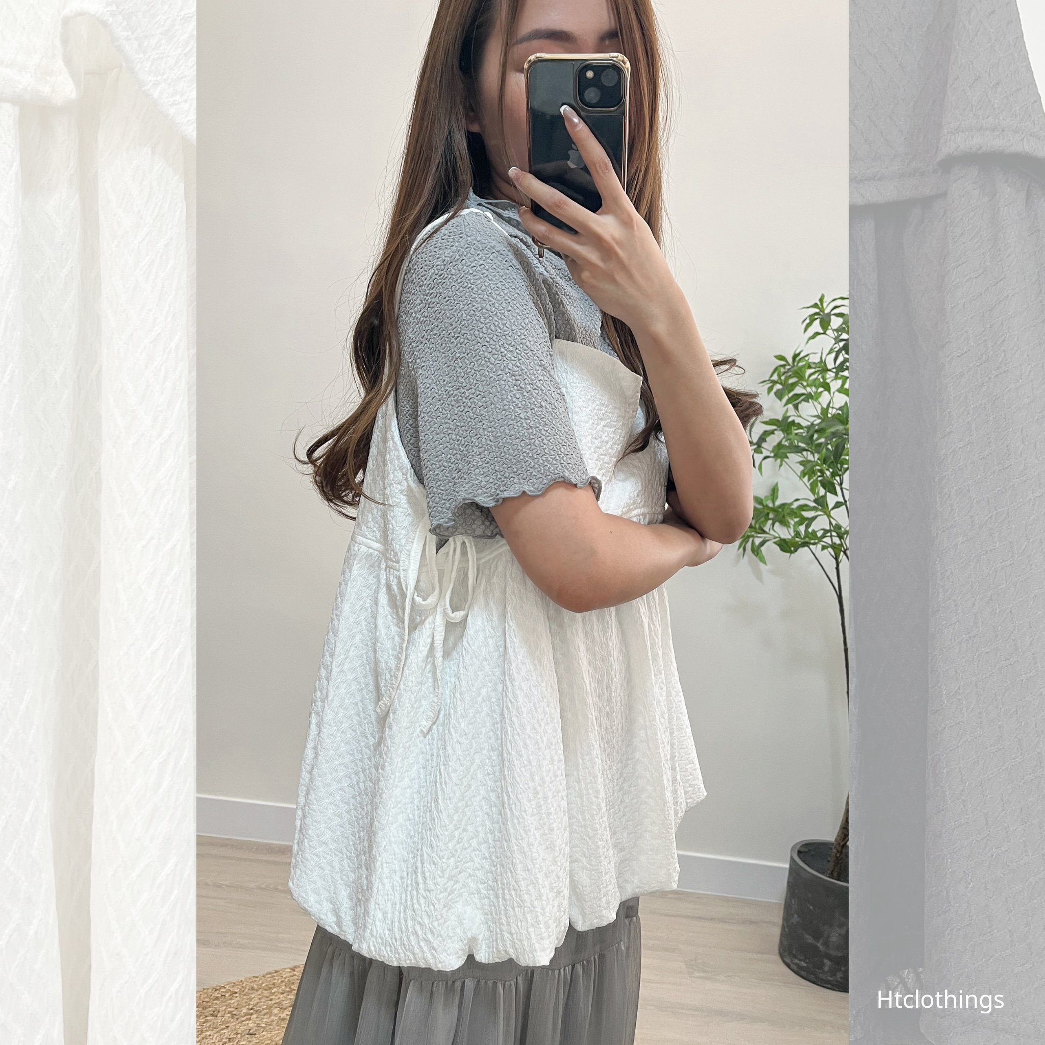 預訂| 雲朵感側綁結暗紋外搭 ( 三色入 )